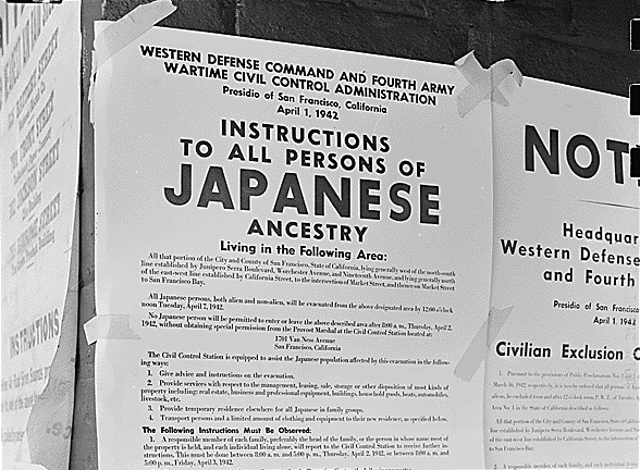 Japanese internment instructions from WWII
