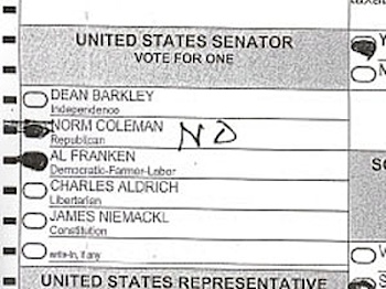 Coleman/Franken ballot 1