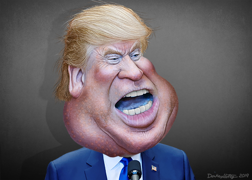 caricature of Donald Trump